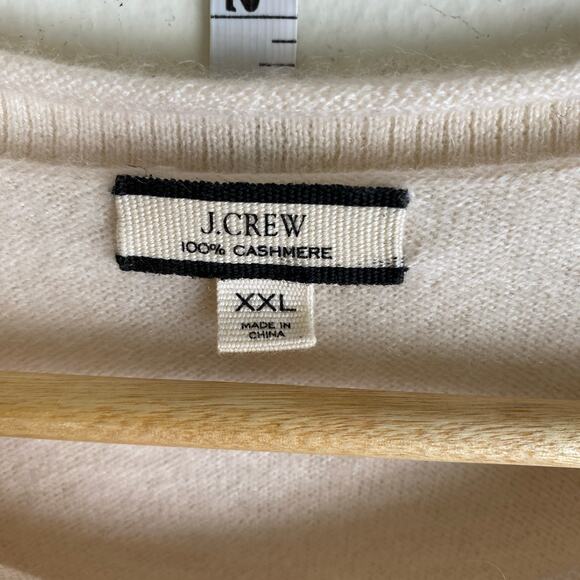 🛑SOLD🛑 J. Crew 100% Cashmere Relaxed T-Shirt Size XXL Milk Cream Top Sweater Old - Picture 9 of 12